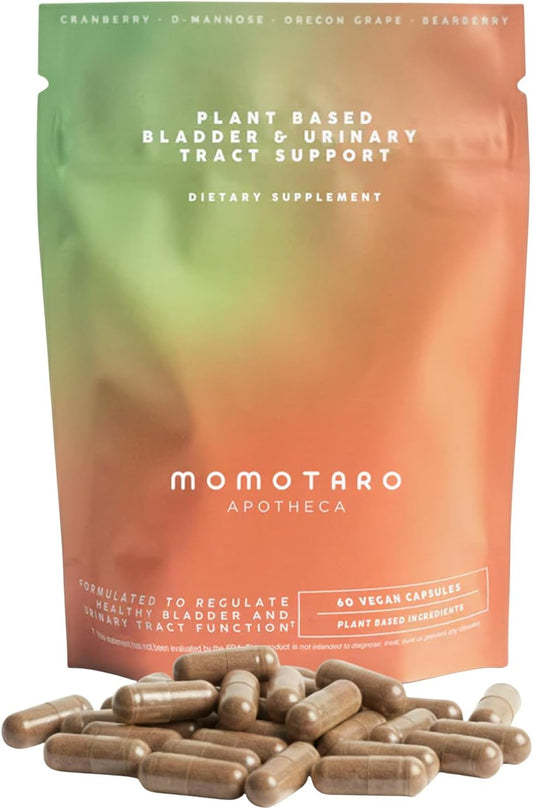 MOMOTARO APOTHECA Urinary Health Supplement, Natural Vaginal & Bladder Health, Urinary Tract Supplements - Cranberry, D Mannose, Vegan - Natural Support for Vaginal Health, pH Balance 60 Capsules
